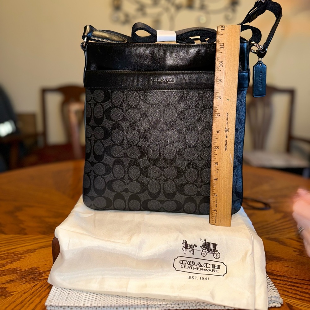 Coach Black File Crossbody in Coated Canvas with dust bag